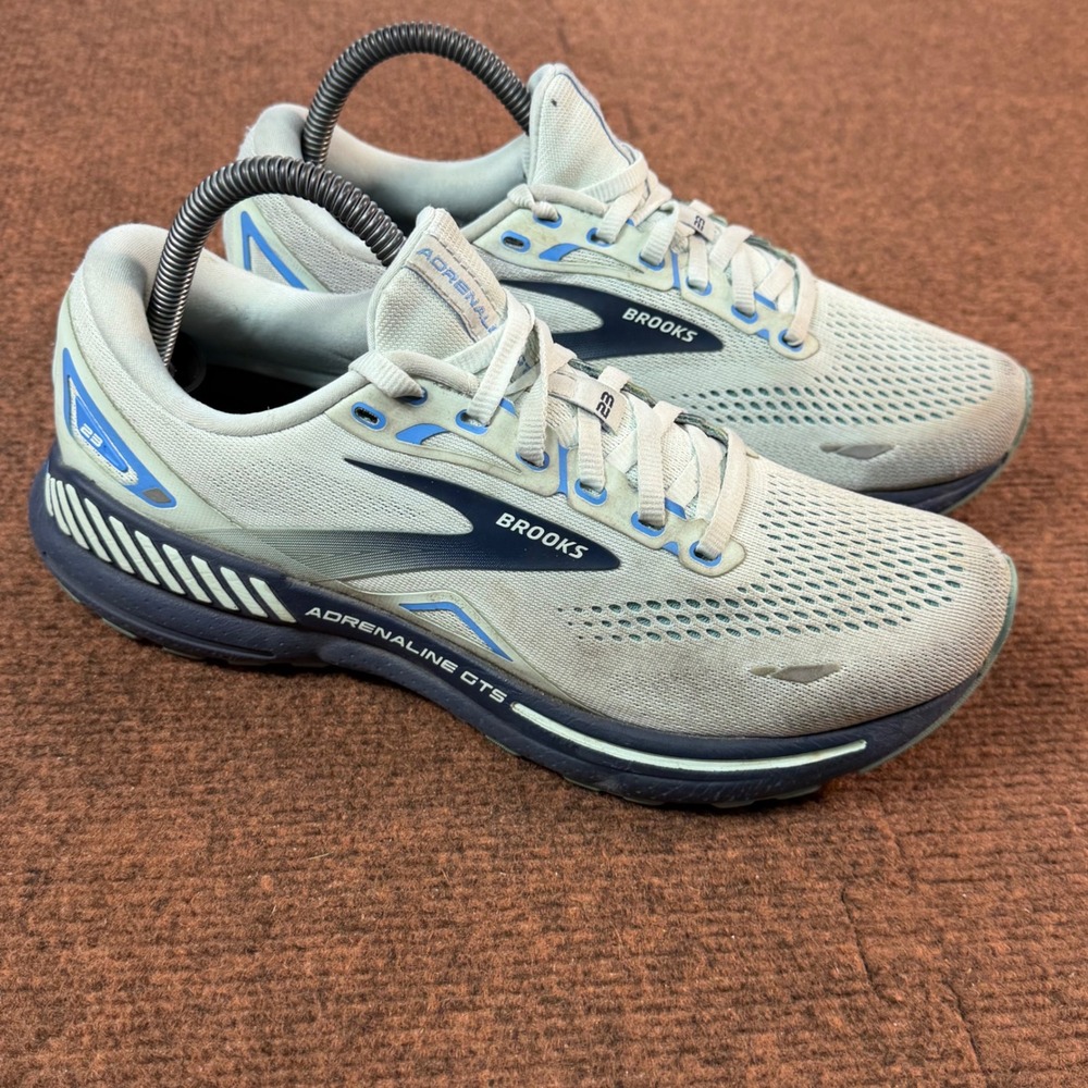 B+ gym Brooks Adrenaline GTS 23 Women Running Shoes Grey Blue Size 9 1203811B471